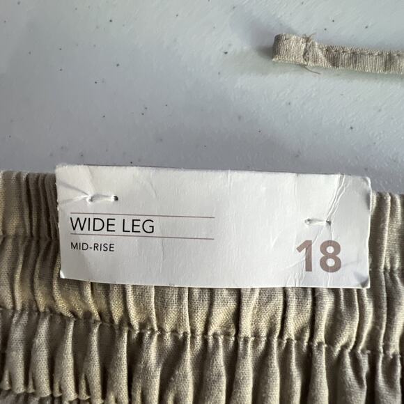 Lane Bryant Wide Leg Linen Blend Pants 18 khaki tan elastic pants $69.95 NWT - Picture 7 of 12